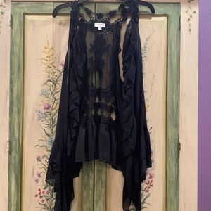 sleeveless lace kimono